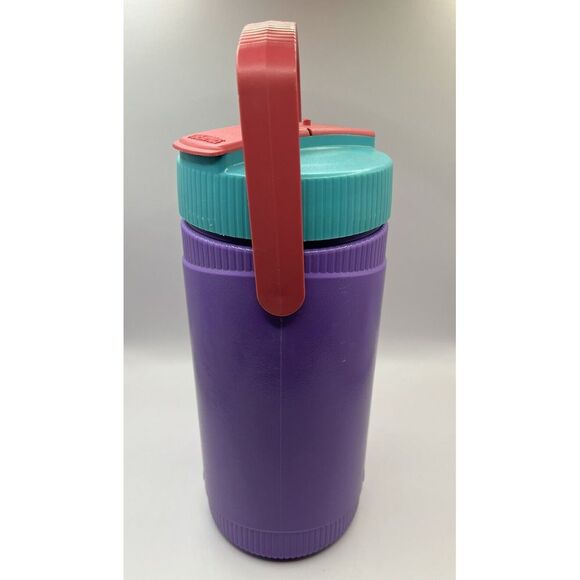 Vtg 90's Thermos Travel Container Beverage Cooler Purple Teal Pink - Picture 2 of 6